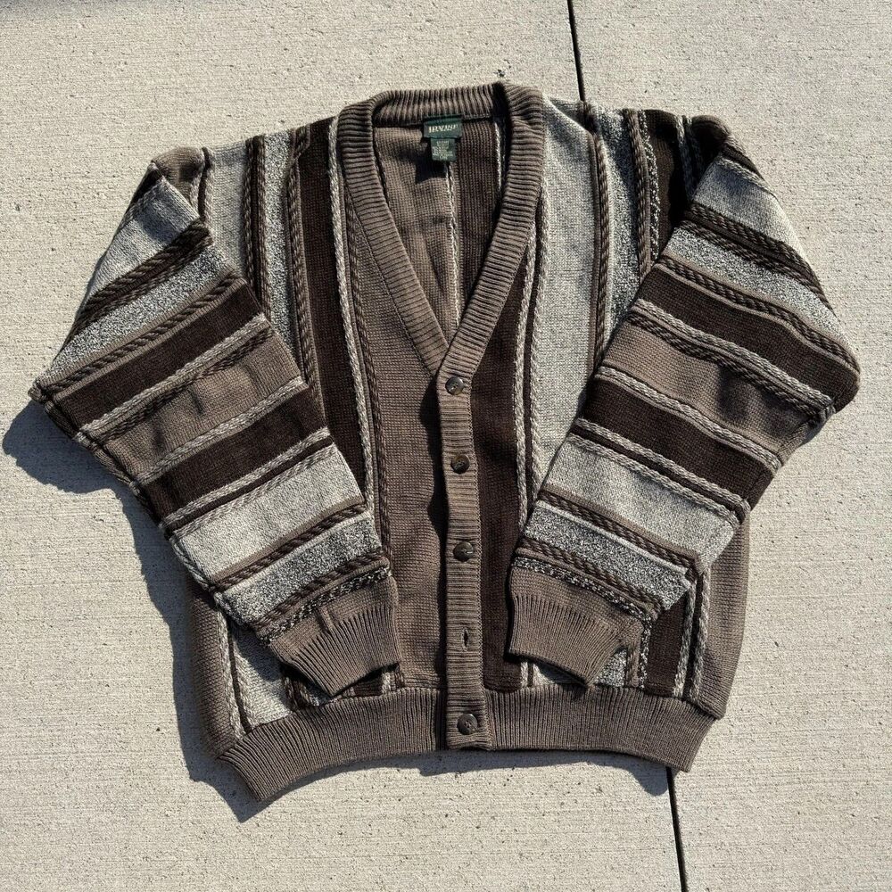Vintage EclecticGrandpa old money Irvine Park Cardigan Coogi Stripe‎ Men Large